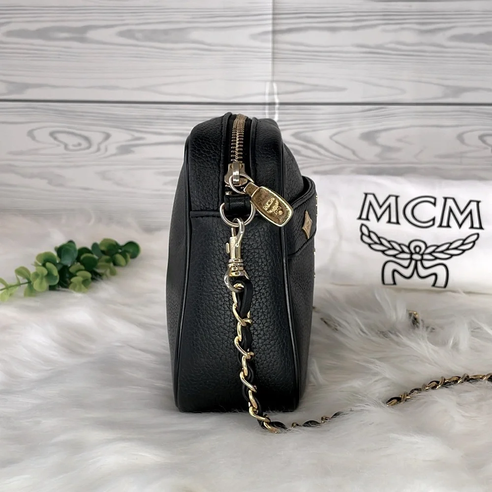 MCM Black Leather‎ Chain Strap Shoulder Bag
